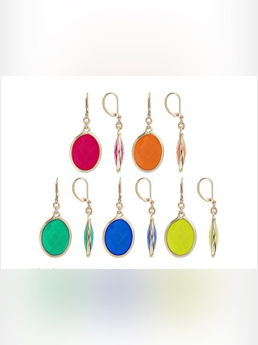 Off Park Collection Multi-Color Acrylic Gold Tone Set of 5 Earrings